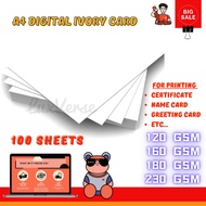A4 DIGITAL IVORY WHITE CARD 【 120gsm / 160gsm / 180gsm/ 230gsm 】(100 sheets) Paper Tebal Kertas Puti