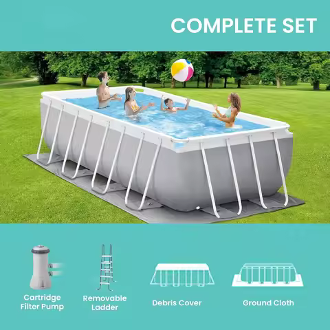 26791EH Prism Frame Premium Rectangular Above Ground Swimming Pool Set: 16ft x 8ft x 42in – Complete