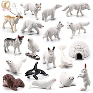 18pcs Simulation Arctic Animal Action Figure Polar Bear Seal Wolf Miniature Model Ornaments For Children Gifts