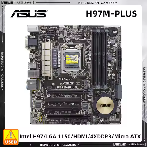 ASUS H97M-PLUS Micro ATX carte mère avec prise LGA 1150 pour les processeurs Intel 4e génération Cor