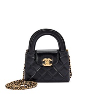 Chanel Black Quilted Aged Calfskin Mini Nano Kelly Bag Brushed Gold Hardware, 2024