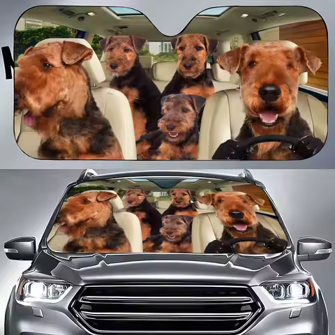 Airedale-Terrier Driving Car Front Windshield Sun Shade,Auto Accessories Afghan-hound Sunshade for S