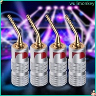 WU Portable  Player Cable Connector Plug 4Pcs 2mm Pure Copper Banana Plugs