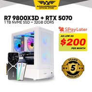 Armaggeddon Ryzen 7 9800X3D + RTX 5070 Custom PC Desktop 32GB RAM 1TB SSD