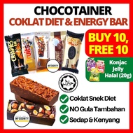 CHOCOTAINER Energy Bar No Sugar Free Dark Chocolate Halal Snek Diet Snack Healthy Snacks Coklat Almond Fruits Choc Nut零食