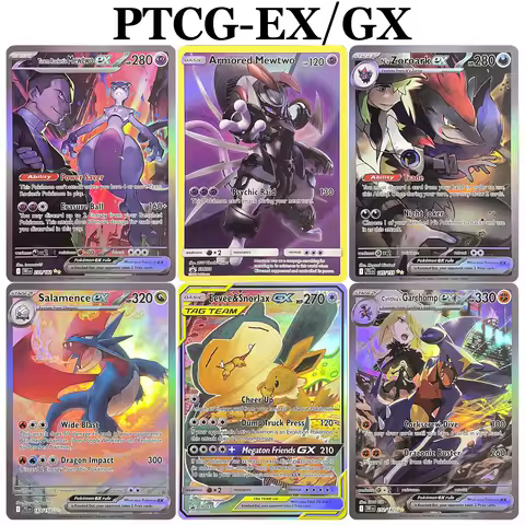 PKM Cards Cynthia’s Garchomp ex Zoroark Salamence Armored Mewtwo Charmander Eevee Snorlax-GX PTCG Ra