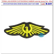 GIB PATCH LOGO EMBROIDERED B-A91 WING GOLD EAGLE ARMY MILLION