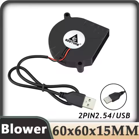Gdstime 6015 USB Blower Fan DC 24V12V 5V Brushless Cooling Fan 60mm 2Pin USB Turbo Blower 60x60x15mm