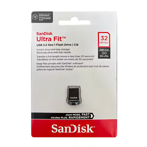 SanDisk Ultra Fit USB 3.2 Gen 1 Flash Drive 128GB 256GB 512GB 1TB Read Speed Up To 400MB/s U Disk 32