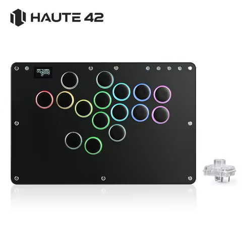 Haute42 T16 Black Stickless Hitbox Controller Leverless Arcade Fightstick For PC/PS4/PS5/Switch Figh