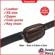 Mini Leather Coin Purse Ring Unisex Zip Holder Small Wallet Kecil Duit Syiling Beg 2 Zipper Pouch Ca