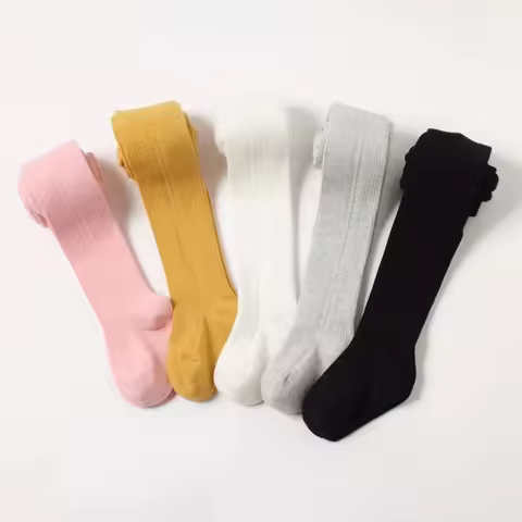 Toddler Girls Legging Cute Solid Color Ribbed Pantyhose Stretch High Waist Tights Baby Legging for K