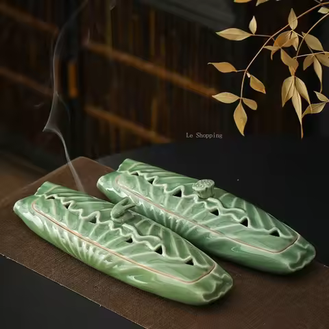 Lotus Pod/Jade Rabbit Ceramic Celadon Incense Burner/home Indoor Incense Stick Censer Creative Decor