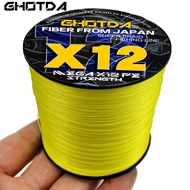 Tali Pancing Braided Fishing Line Ghotda fishing rope original strong X12 fishing line 100m PE 12 br