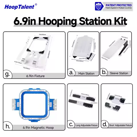 Hooping Station Kit With 6.9 Inch Magnetic Hoop For Brother Tajima Barudan Ricoma Etc Embroidery Mac