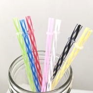 TRANSPARENT STRIPES Reusable Straw - BPA FREE 23cm Plastic Straw