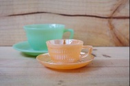 Fire King Peach Lustre Jane Ray Demitasse 袖珍茶杯碟 (一套)