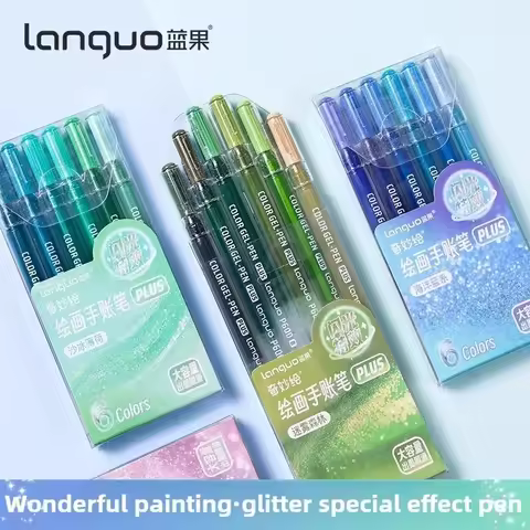 LANGUO 158/4 Colors Glitter Effects Gel Pen 1.0mm Large Capacity Writing Pen Painting Drawing Office