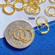 18K 7MM DIACUT LOOP EARRING SAUDI GOLD