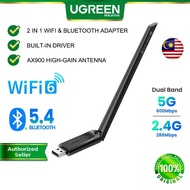 UGREEN 2 IN 1 WiFi 6 AX900 & Bluetooth 5.4 USB Adapter 6dBi High Gain Antenna Dual Band 5G 2.4G Dong