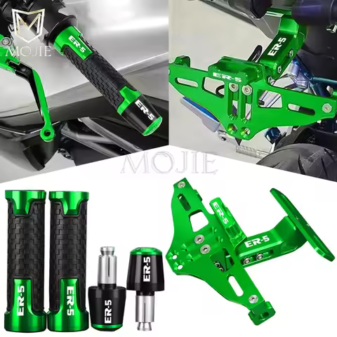 Motorcycle License Plate Holder Bracket LED Lights Handlebar Grips Ends For KAWASAKI ER-5 ER5 ER 5 e