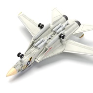 WorldXpress 1:72 Scale F-14 Tomcat Fighter Jet Model - White & Black ABS Plastic Aircraft With Detai