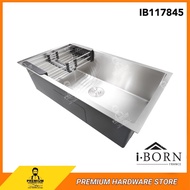 I-BORN Single Bowl Kitchen Sink IB117845 (Silver) Stainless Steel SUS 304 Under Top Mounted Water Si