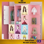 Wardrobe 12 Cube Clothes Girl Storage Cabinet Organizer Corner Hanger Rack Almari Rak Baju Pakaian K