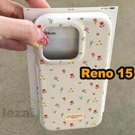 Leather Case OPPO Reno 15F 15 Pro Max Reno 14 13 Pro 5G Case Anti-fall Shockproof Luxury Flower Cute