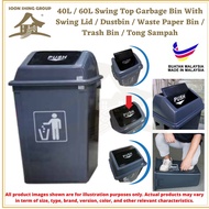 40L / 60L Swing Top Garbage Bin With Swing Lid / Dustbin / Trash Bin / Tong Sampah