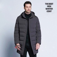Men's winter long coat jacket - Black, M 1012