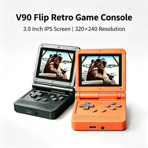 V90 Flip Retro Handheld Game Console 3.0 Inch IPS Screen Linux