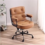 Ergonomic Office Chair,Leather Computer Chairs Boss Seat,Adjustable Height Swivel Meeting Chairs,Segmented Backrest for Home Work */1658 (Color : Brown, Size : PU)
