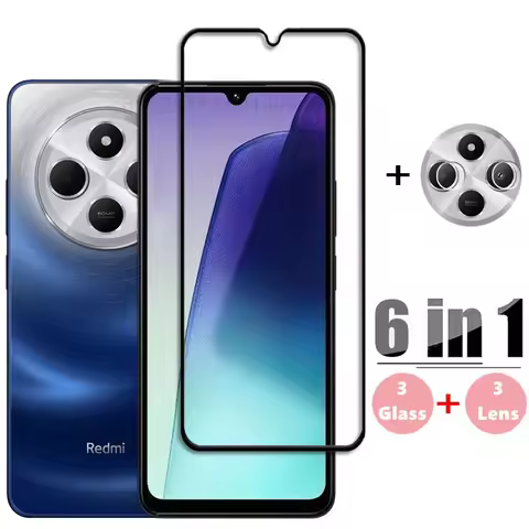 6in1 Glass For Redmi 14C Full Cover Tempered Glass Redmi 14C 13C 12C Screen Protector 9H Protective 