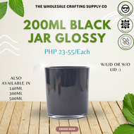 200ml Black Jar (Glossy) for Candle Making