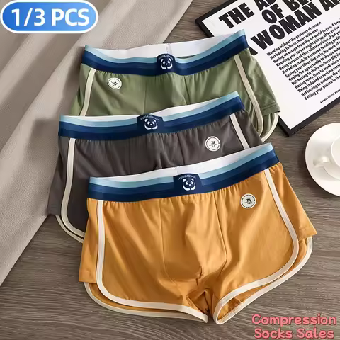 1/3 PCS/Pack 7A Antibacterial Big U Mesh Breathable Crotch Men's Panties 100% Cotton Trendy Underpan