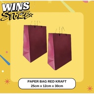 MERAH Paper bag red kraft paper bag 25 x 12x30