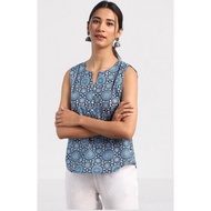 Blue Ajrakh Print Cotton Top