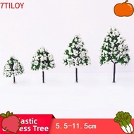 7TILOYSHOP 5pcs Mini Snow Pine Model Trees, Green 4 Sizes Scenery Trees, High Quality Plastic Winter