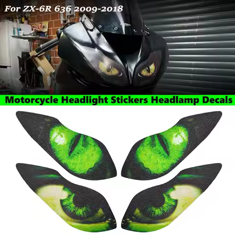 Fit For ZX-6R ZX636 2009-2018 Motorcycle Headlight Sticker decoration Decal Front Fairing Headlamp E
