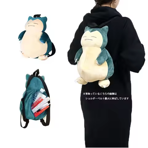 TAKARA TOMY Snorlax Pokemon Backpack Plush Kawaii Anime Pendant Stuffed Bag Soft Cartoon Schoolbag B