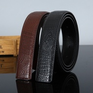 Men's Genuine Leather Belt 3.3/3.8cm Perforated Belt No Buckle Fashion Pattern Boutique Belt