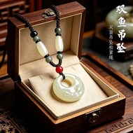 燕子新品【泰山祝福】双鱼吊坠高档松紧配绳国风寓意吉祥本命年护身符项8.19 Yanzi's new product [Taishan Blessings] Pisces pendant with hi