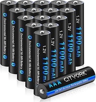 CITYORK 1100 mAh AAA Rechargeable Batteries, 1.2 V NI-MH High Capacity, 1200 Cycles Pre-Charged Batt