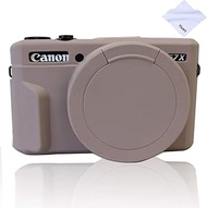 Yisau Case for G7X Mark II Removable Lens Cover, Silicone Cover Rubber Soft Camera Canon PowerShot (Lightgrey)