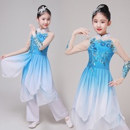 Hanfu ชุดเต้นรำสไตล์ใหม่ของเด็กผู้หญิงร่มเต้นรำพัดสำหรับเต้นรำสไตล์ชุดเต้นรำประจำชาติชุดเชียร์ลีดเดอร์