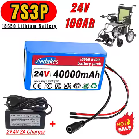 💯24v battery lithium 7S3P 18650 10Ah Li-ion Battery Pack🏅for wheelchairs power Li-ion Replacement Ba