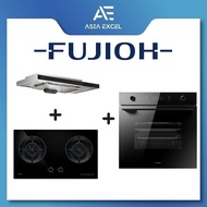 FUJIOH FR-MS2390R 90CM SLIMLINE HOOD + FUJIOH FH-GS6520 SVGL 2 BURNER GLASS HOB + FUJIOH FV-EL61 70L