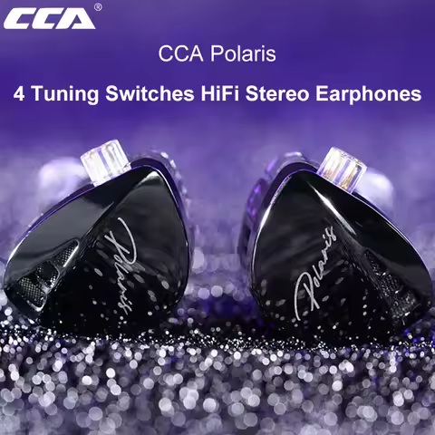 CCA Polaris IEM Earphones Dynamic Dual Driver Wired Earbuds 4 Tuning Switches HiFi Stereo Bass Earph