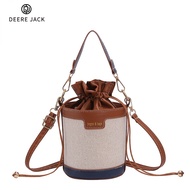 Deere Jack กระเป๋าทรงถังสำหรับผู้หญิง,กระเป๋าทรงกระบอกแบบพกพาสไตล์เกาหลีกระเป๋าสะพายไหล่ผ้าใบแบบย้อนยุคกระเป๋าใส่เอกสารสีฮิต